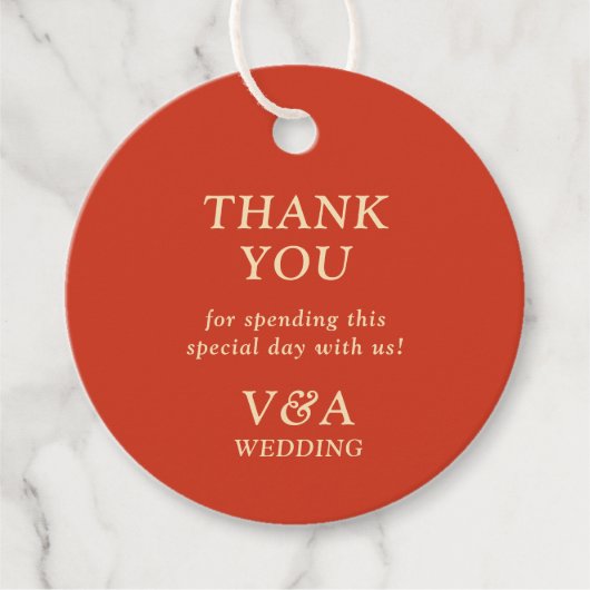 Fall Burnt Orange Danke Hochzeit Geschenkanhänger (Vorderseite)