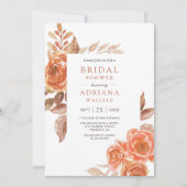 Fall Burnt Orange Floral Terracotta Brautparty Einladung (Vorderseite)