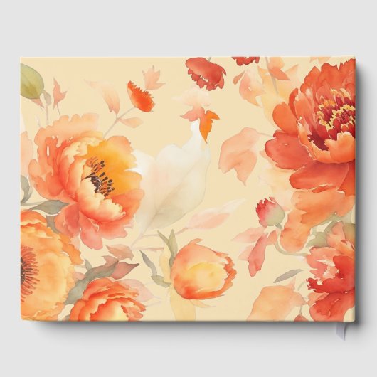 Fall Burnt Orange Floral Wedding Gästebuch (Rückseite)