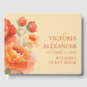 Fall Burnt Orange Floral Wedding Gästebuch (Vorderseite)
