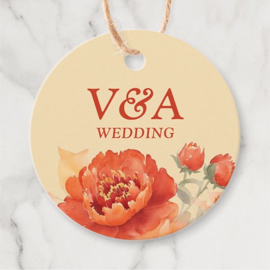 Fall Burnt Orange Floral Wedding Geschenkanhänger (Vorderseite)