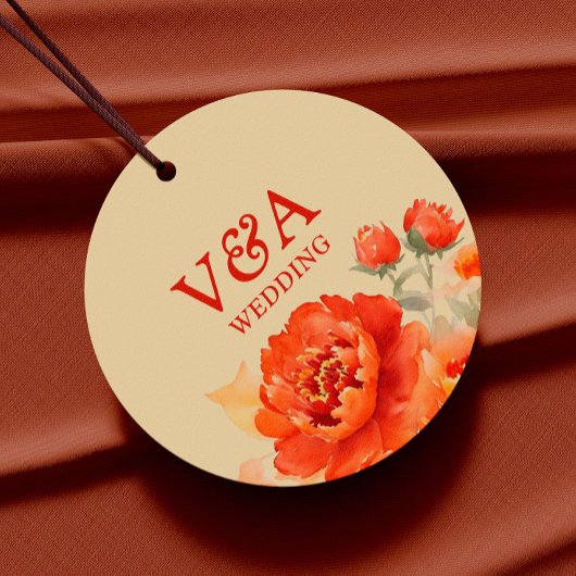 Fall Burnt Orange Floral Wedding Geschenkanhänger