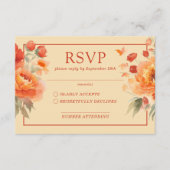 Fall Burnt Orange Floral Wedding RSVP Begleitkarte (Vorderseite)