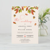 Fall Burnt Orange Moderne Skripthochzeit Einladung (Stehend Vorderseite)