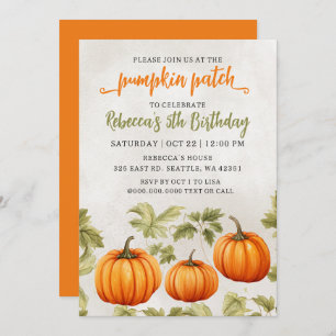 Fall Burnt Orange Pumpkin Patch Geburtstag Einladung