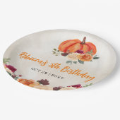 Fall Burnt Orange Pumpkin Patch Geburtstag Pappteller (Schrägansicht)