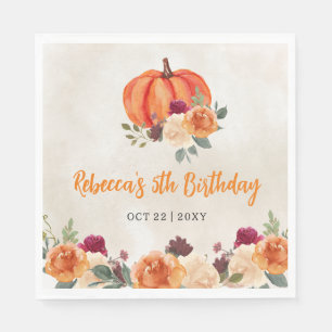 Fall Burnt Orange Pumpkin Patch Geburtstag Serviette