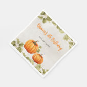 Fall Burnt Orange Pumpkin Patch Geburtstag Serviette (Ecke)