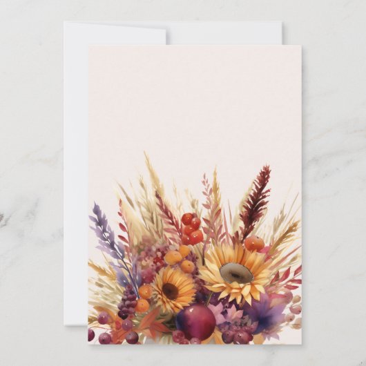 Fall Burnt Orange Wasserfarbe Pampas Grass Bridal Einladung (Rückseite)