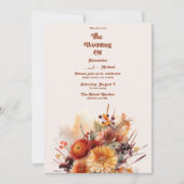 Fall Burnt Orange Wasserfarbe Pampas Grass Hochzei Einladung (Vorderseite)