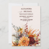 Fall Burnt Orange Wasserfarbe Pampas Grass Hochzei Einladung (Vorderseite)