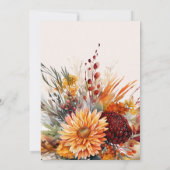 Fall Burnt Orange Wasserfarbe Pampas Grass Hochzei Einladung (Rückseite)