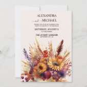 Fall Burnt Orange Wasserfarbe Pampas Grass Hochzei Einladung (Vorderseite)