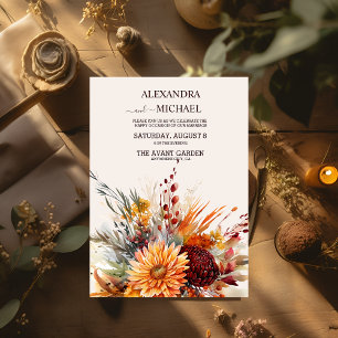 Fall Burnt Orange Wasserfarbe Pampas Grass Hochzei Einladung