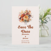 Fall Burnt Orange Wasserfarbe Pampas Grass Hochzei Save The Date (Stehend Vorderseite)