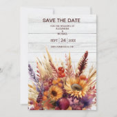 Fall Burnt Orange Wasserfarbe Pampas Grass Hochzei Save The Date (Vorderseite)