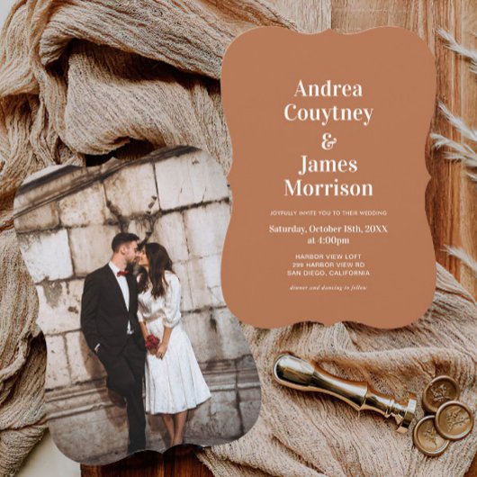 Fall Burnt Orange Wedding Einladung