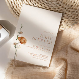 Fall Burnt Orange Wildblume Babydusche Einladung