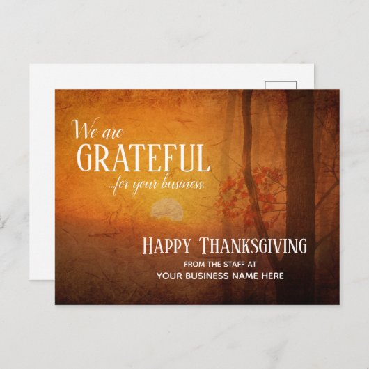 Fall Business Erntedank Postkarten - Dankbar (Vorne/Hinten)