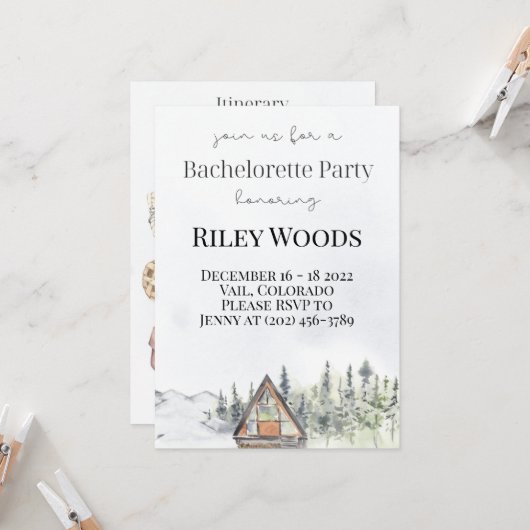 Fall Cabin & Pumpkins Bachelorette Einladung (Vorderseite/Rückseite Beispiel)