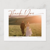 Fall Calligraphy Romantic Wedding Foto Vielen Dank Postkarte (Vorderseite)