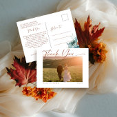 Fall Calligraphy Romantic Wedding Foto Vielen Dank Postkarte