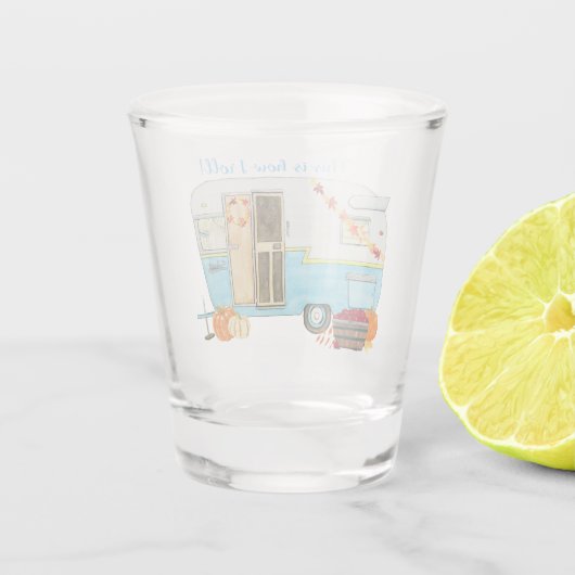Fall-Camping-Trailer Schnapsglas (Rückseite)