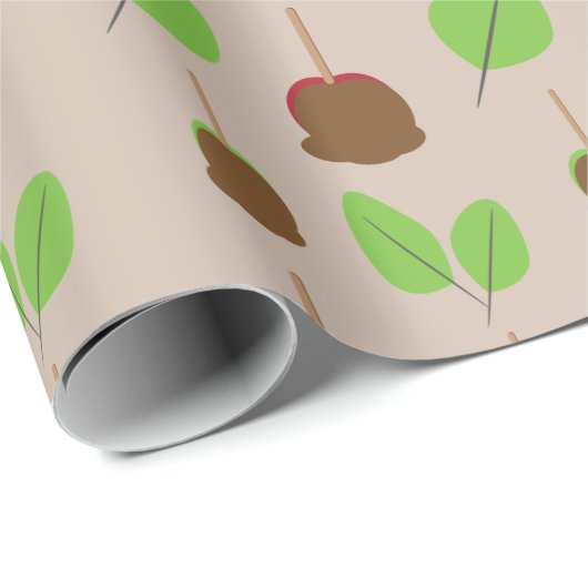 Fall Candy Apples Grüne Geschenkpapier (Rolleneckpunkt)