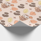 Fall Cat Mug Kawaii Coffee Bean Pattern Geschenkpapier (Ecke)
