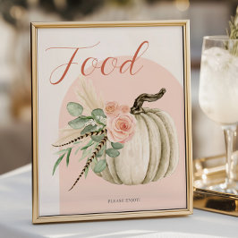 Fall Celebration Pumpen Pink Food Table Sign Poster