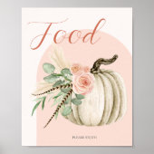 Fall Celebration Pumpen Pink Food Table Sign Poster (Vorne)