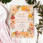 Fall Chic Boho Kürbis Blumenkürbis Sweet 16 Geburt Einladung<br><div class="desc">Treten Sie ein in den Zauber einer süßen 16 Feier mit unserer Warm Boho Pumpkin Fall Sweet 16 Geburtstagsparty Einladung! Dieses Herbstdesign spiegelt die gemütliche Essenz der Saison wider: ein wunderschön handbemalter Blumenkranz, rustikale Kürbisse und üppiges Laub in einer Palette warmer und einladender Farbtöne wie Orange, Grün und Braun auf...</div>