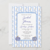 Fall Chinoiserie Blue Pumpkin Bridal Shower Einladung (Vorderseite)