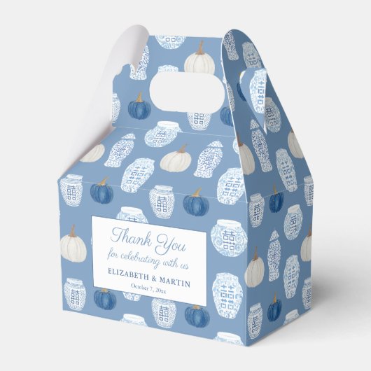 Fall Chinoiserie Blue Pumpkins Polterabend Geschenkschachtel (Vorderseite)