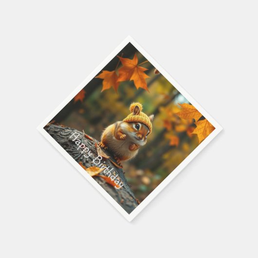 Fall Chipmunk Geburtstag Serviette (Ecke)