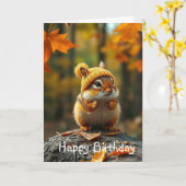 Fall Chipmunk Geburtstagkarte Karte (Gelbe Blume)