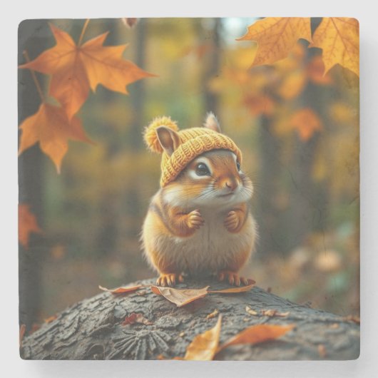Fall Chipmunk Stone Untersetzer (Vorderseite)