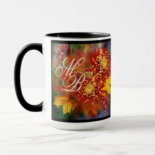 Fall Chrysanthemums Monogram-Tasse Tasse (Links)