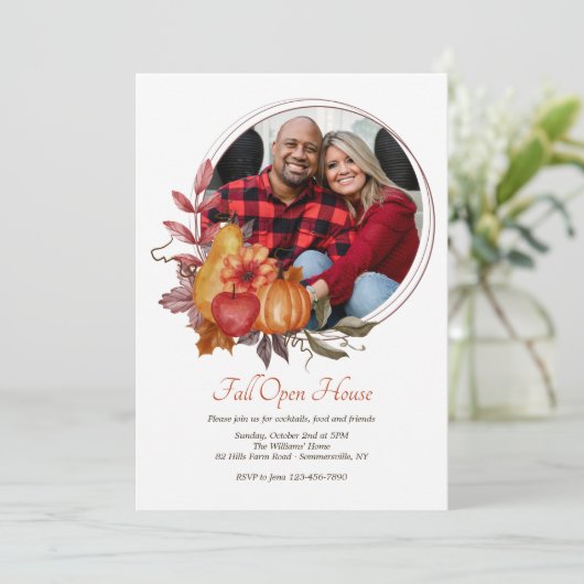 Fall Circle Foto Open House Einladung (Stehend Vorderseite)