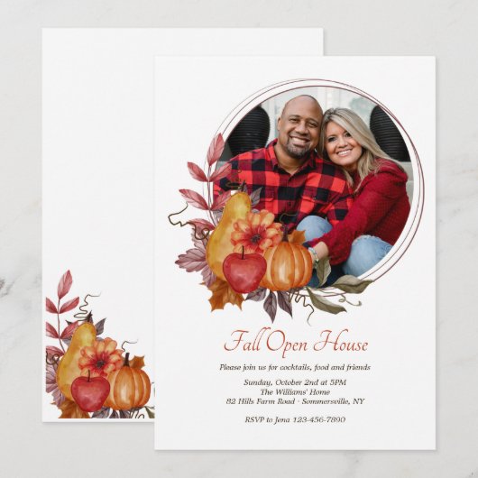 Fall Circle Foto Open House Einladung (Vorne/Hinten)