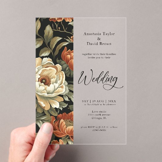 Fall Clay Floral Wedding Acryleinladungen (Insitu (Handheld))