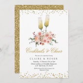 Fall Cocktails und Cheer Bridal Dusche Einladung (Vorne/Hinten)