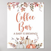 Fall Coffee Bar a Baby Braut Dusche Schild (Vorne)