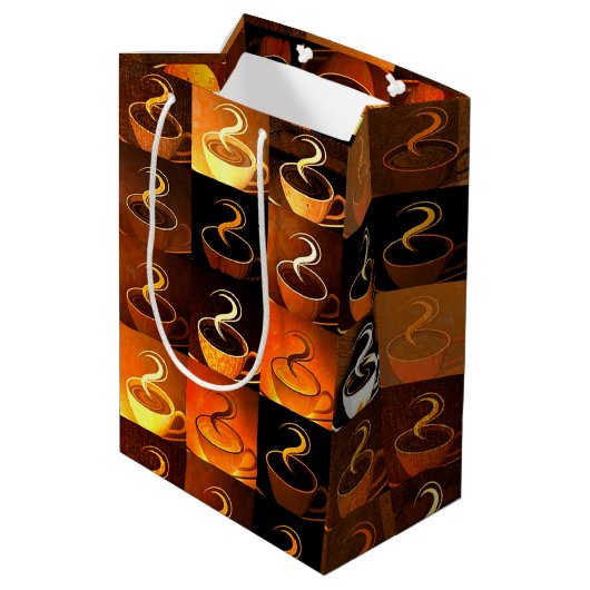 Fall Coffee Cups Mittlere Geschenktüte (Rückseite Schrägansicht)