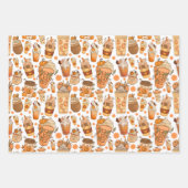 Fall Coffee Latte Pumpkin Muster Geschenkpapier Set (Vorderseite)