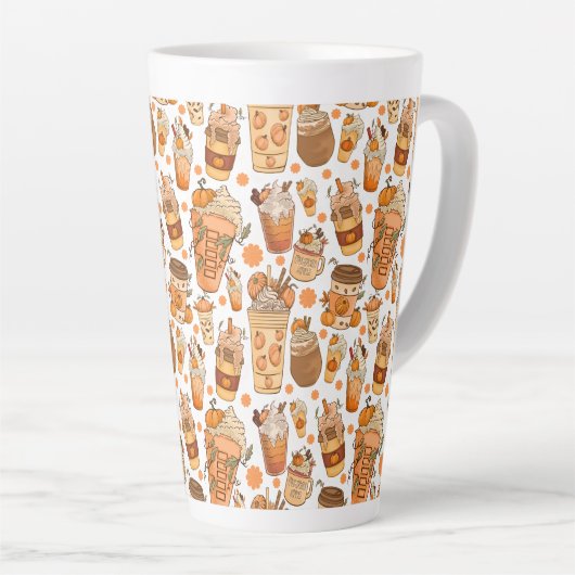 Fall Coffee Latte Pumpkin Muster Milchtasse (Rechte Ecke)