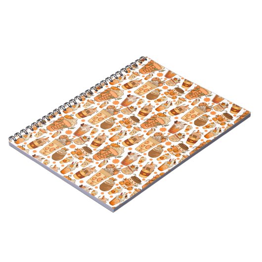 Fall Coffee Latte Pumpkin Muster Notizblock (Linke Seite)