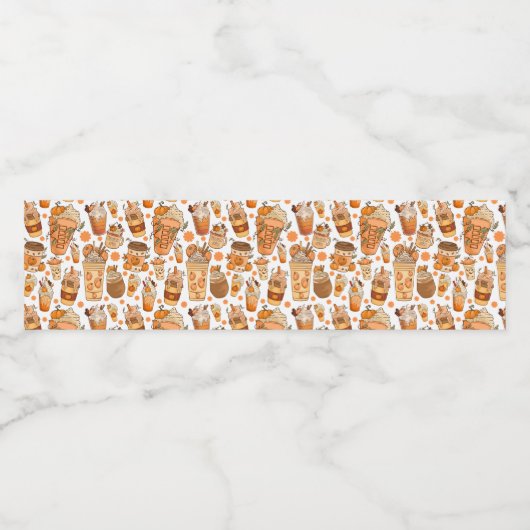 Fall Coffee Latte Pumpkin Muster Wasserflaschenetikett (Einzelnes Label)