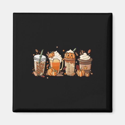 Fall Coffee Pumpkin Gewürz Latte Drinks Herbst als Magnet (Vorne)