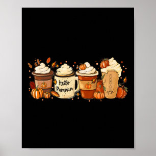Fall Coffee Pumpkin Gewürz Latte Drinks Herbst als Poster